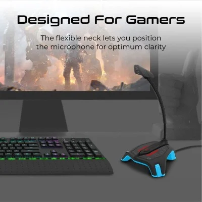 Vertux Streamer-2 Omni Directional Distortion Free Gaming Microphone Blue